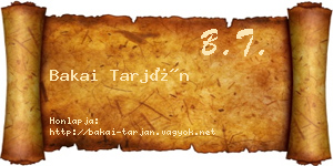 Bakai Tarján névjegykártya